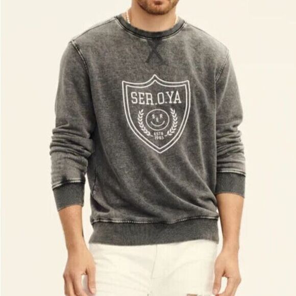 SER.O.YA SR03 Men Sz XS Vintage Black Issac Crew Neck Oversized Sweatshirt - Picture 9 of 10